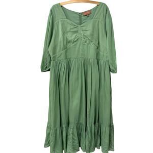 Jessakae | Dress Midi Length Green 3/4 Sleeves Sweetheart Neckline- Size 3X